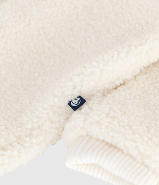 Combipilote bébé en sherpa avec oreilles et doublée milleraies écru MILK
