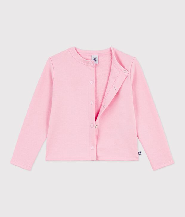 Cardigan enfant en coton uni rose clair