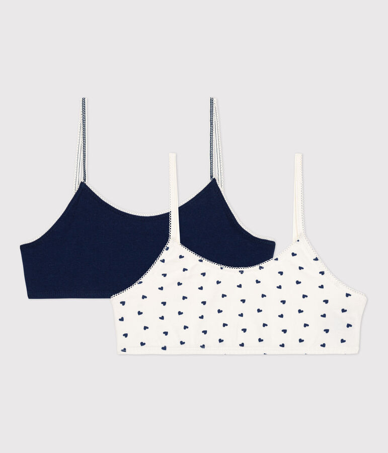 Lot de 2 brassi&egrave;res coeur fille en coton et &eacute;lasthanne multicouleur