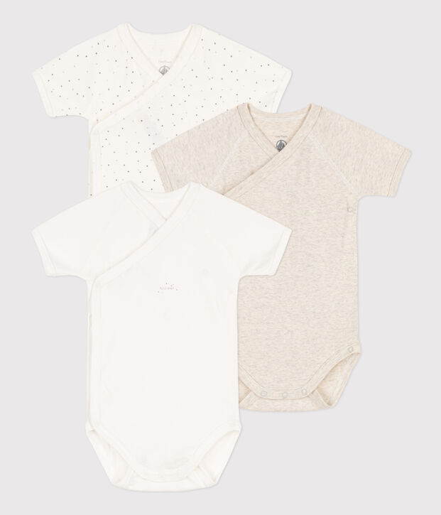Lot de 3 bodies b&eacute;b&eacute; en coton biologique multicouleur