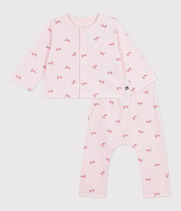 Ensemble long 2 pièces bébé en coton, imprimé fleurs