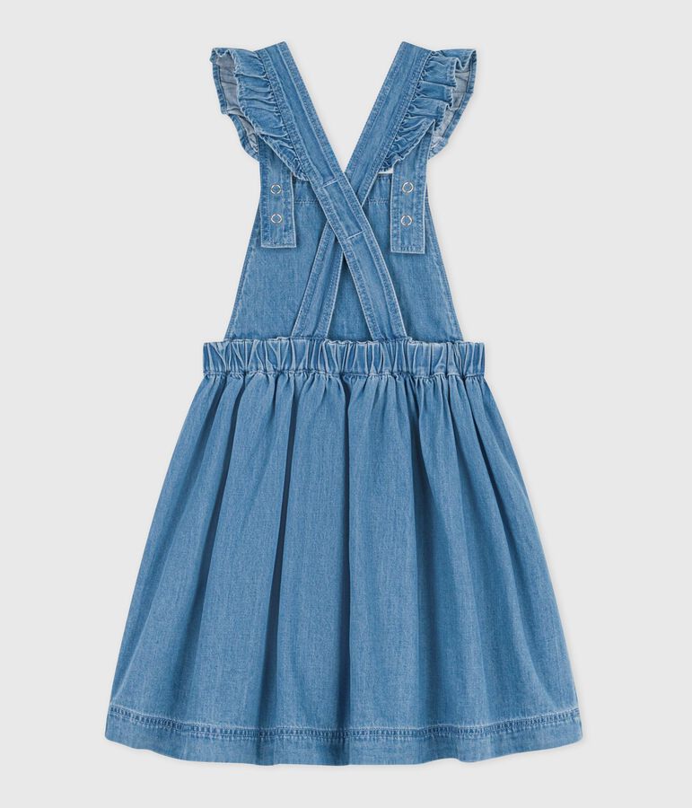 Robe salopette enfant en coton bleu DENIM CLAIR