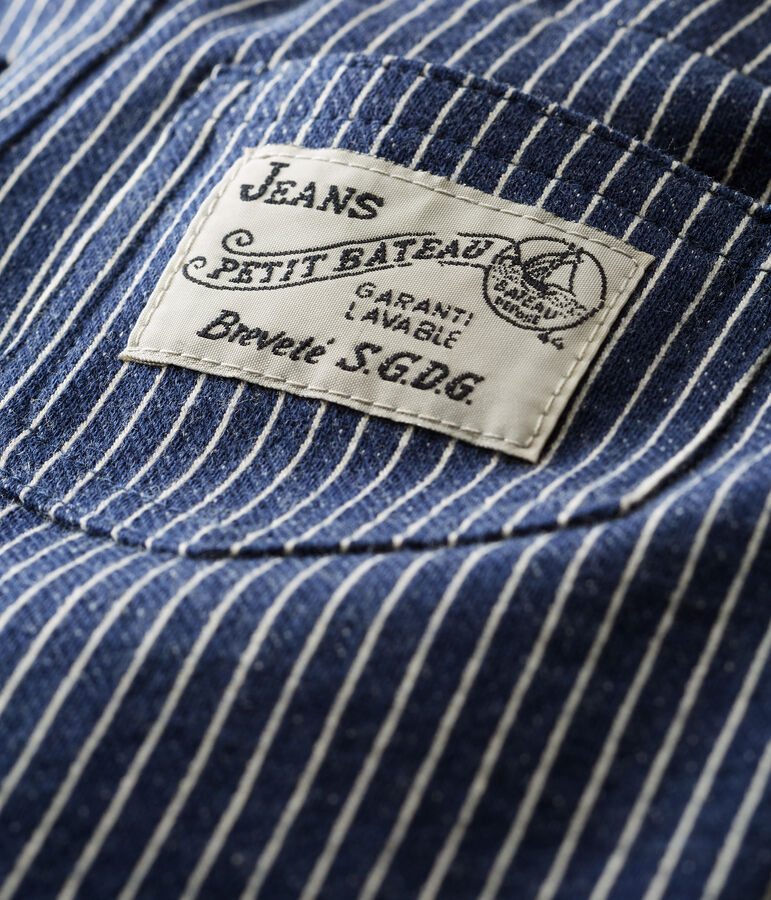 Pantalon en maille ray&eacute;e b&eacute;b&eacute; gar&ccedil;on bleu/blanc