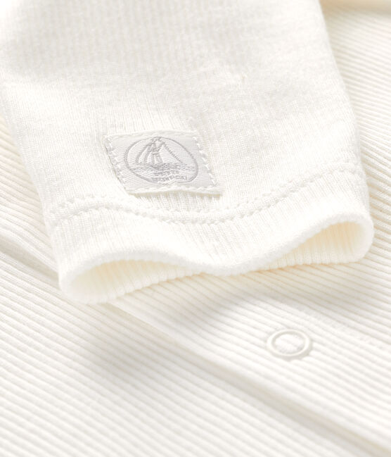 Cardigan bébé en côte 2x2 blanc MARSHMALLOW