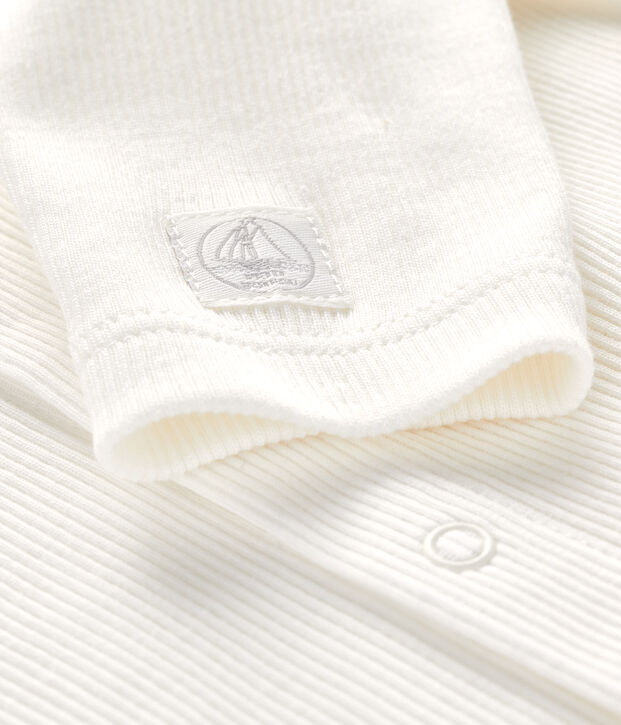 Cardigan b&eacute;b&eacute; en c&ocirc;te 2x2 blanc