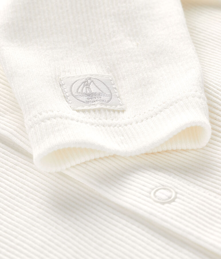 Cardigan b&eacute;b&eacute; en c&ocirc;te 2x2 blanc