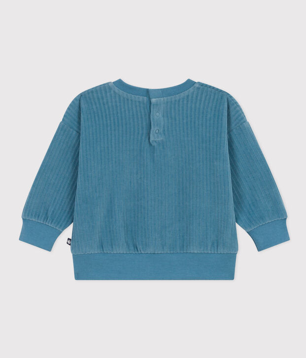 Sweatshirt en velours b&eacute;b&eacute; bleu