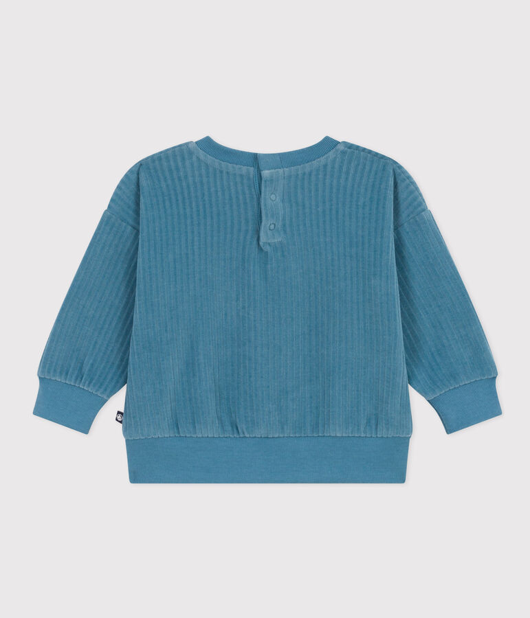 Sweatshirt en velours b&eacute;b&eacute; bleu POLOCHON