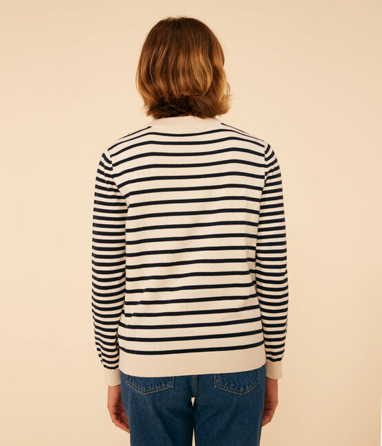Pull en coton marinière Femme blanc AVALANCHE/bleu SMOKING