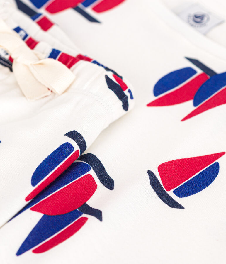 Pyjama short et tee-shirt en coton motif bateaux femme blanc MARSHMALLOW/blanc MULTICO