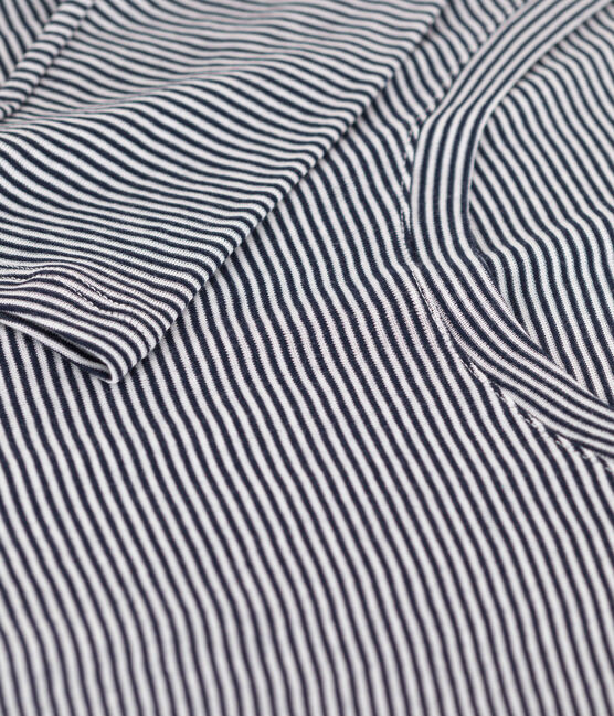 Tee shirt seconde peau en coton léger rayé Femme bleu SMOKING/blanc MARSHMALLOW