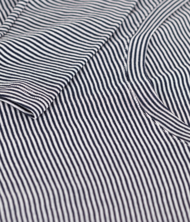 Tee shirt seconde peau en coton l&eacute;ger ray&eacute; Femme bleu/blanc