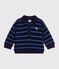 Sweatshirt b&eacute;b&eacute; en coton &agrave; rayures et son col polo bleu/multicouleur
