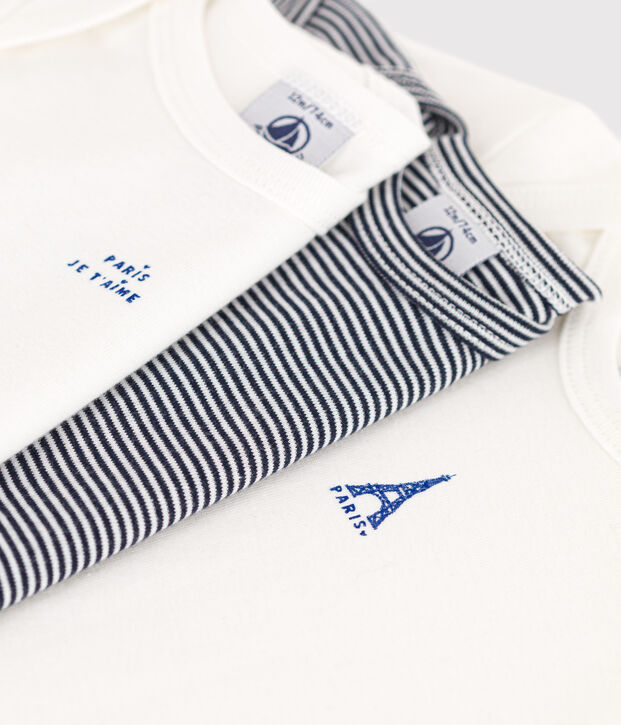 Lot de 3 bodies manches longues Paris b&eacute;b&eacute; en coton multicouleur