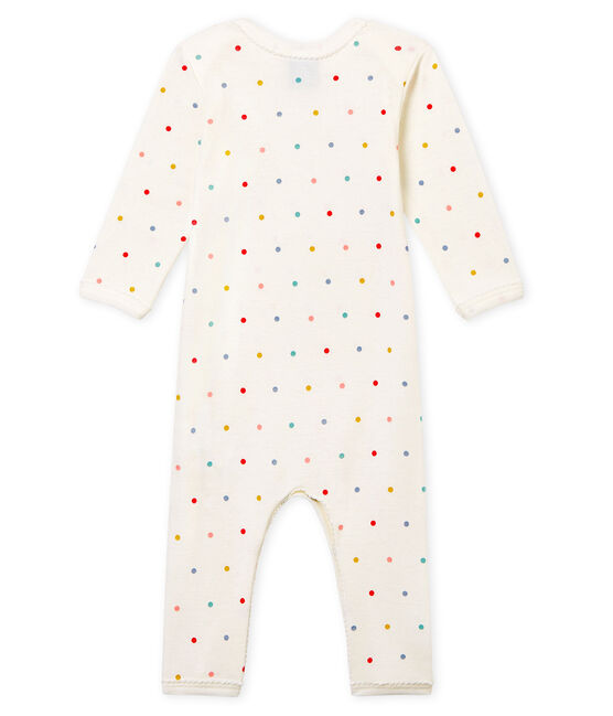 Body jambes longues bébé fille en côte blanc MARSHMALLOW/blanc MULTICO