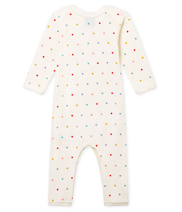 Body jambes longues b&eacute;b&eacute; fille en c&ocirc;te blanc/multicouleur