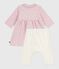 Robe bébé à col imprimé fleurs et coeurs et legging en coton rose JOLI/blanc MULTICO