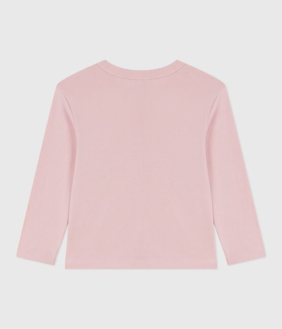 Tee-shirt enfant manches longues en coton uni rose JOLI