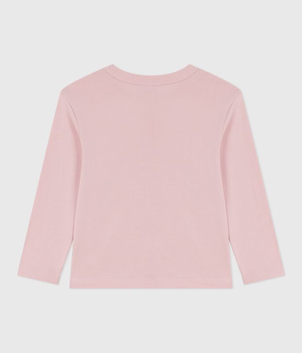 Tee-shirt enfant manches longues en coton uni rose clair