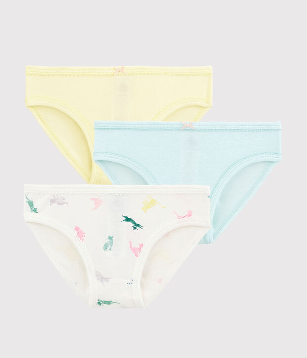 Lot de 3 culottes chats color&eacute;s petite fille multicouleur