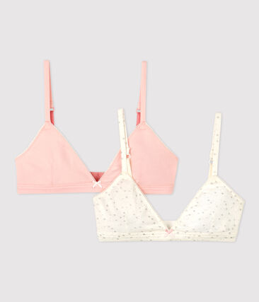 Lot de 2 soutiens-gorge imprimé paillettes fille en coton biologique et élasthanne