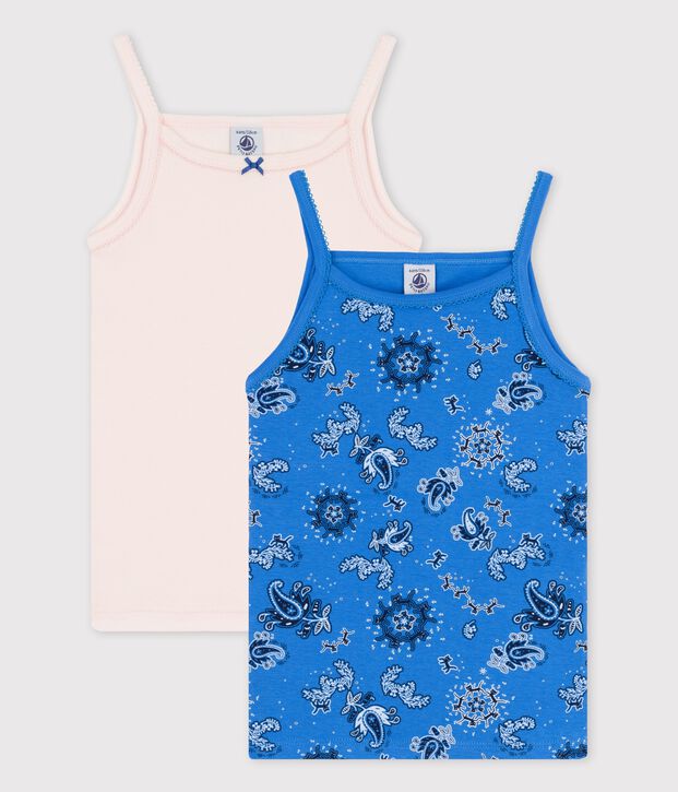 Lot de 2 chemises &agrave; bretelles bandana petite fille en coton biologique multicouleur