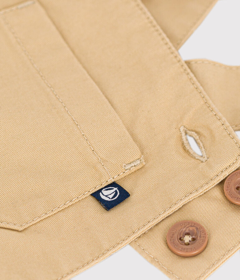 Salopette courte en serge b&eacute;b&eacute; beige FACILE