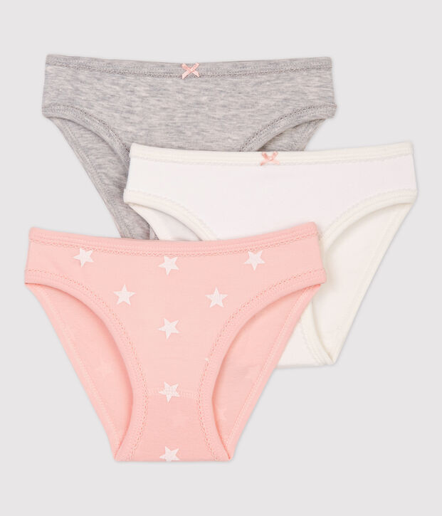 Lot de 3 culottes imprim&eacute; &eacute;toiles petite fille en coton multicouleur