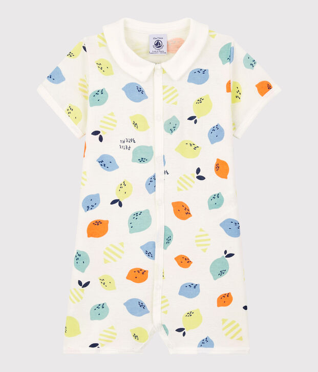 Combicourt citron b&eacute;b&eacute; en coton biologique blanc/multicouleur