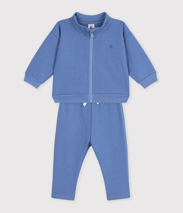 Ensemble sweatshirt et pantalon b&eacute;b&eacute; en coton uni bleu