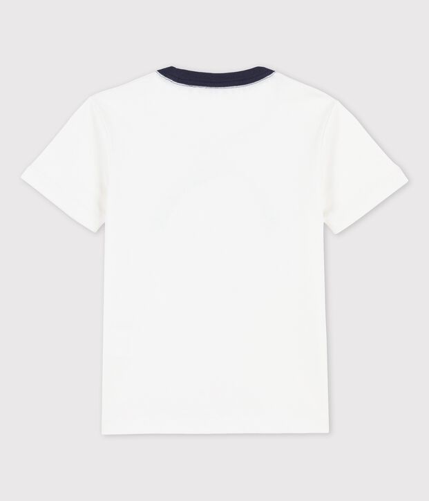 T-shirt manches courtes en coton enfant gar&ccedil;on blanc