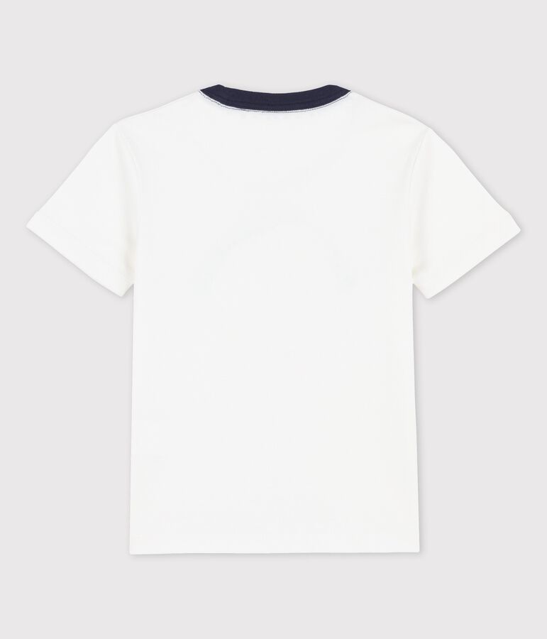 T-shirt manches courtes en coton enfant gar&ccedil;on blanc