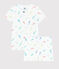 Pyjacourt imprimé hippocampes petite fille en coton blanc MARSHMALLOW/blanc MULTICO