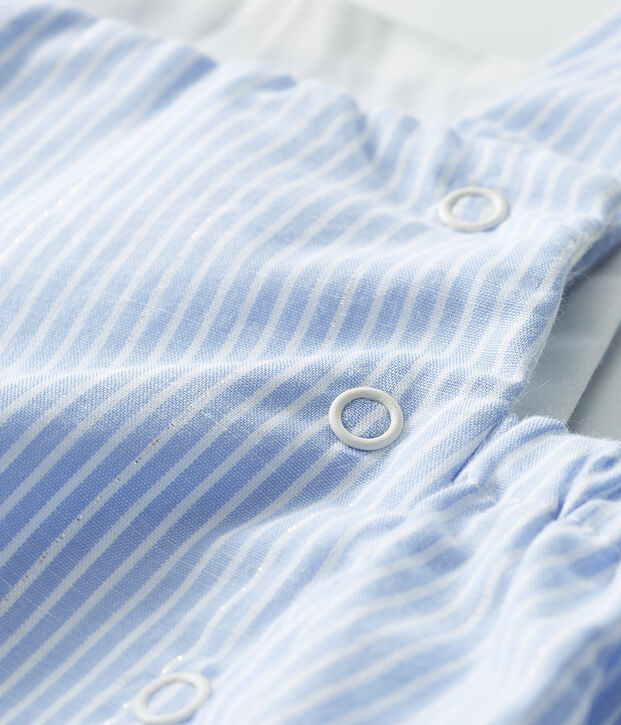 Combicourt b&eacute;b&eacute; en popeline ray&eacute;e blanc/multicouleur