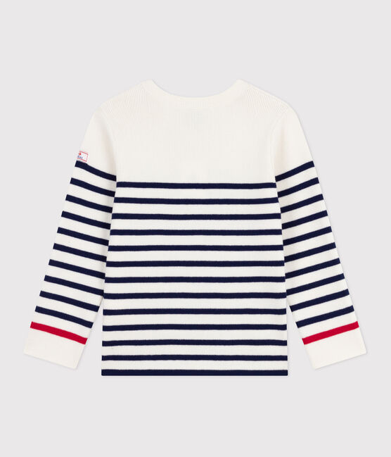 Pull enfant en laine et coton à rayures bleu MARSHMALLOW/ SOIR