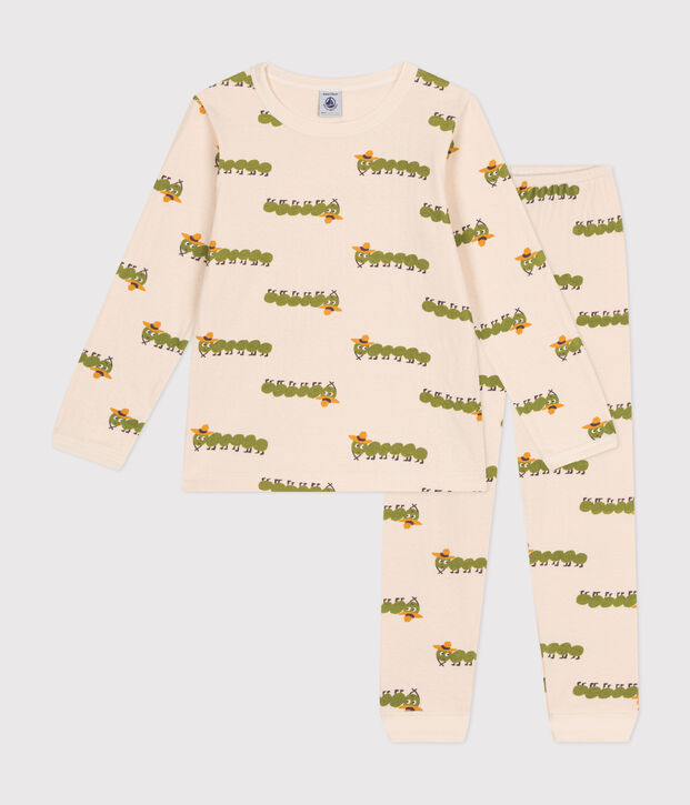 Pyjama imprim&eacute; animal en coton enfant &eacute;cru/multicouleur