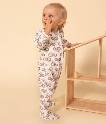 Pyjama naissance velours blanc - Petit Bateau