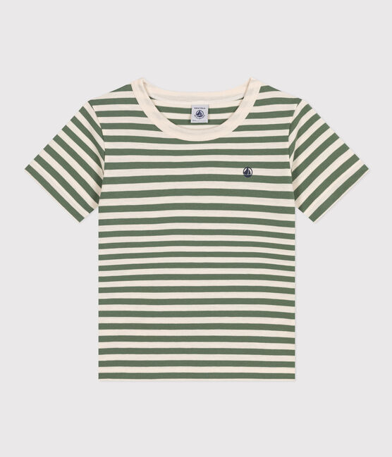 Tee-shirt rayé en jersey léger enfant garçon vert CROCO/ AVALANCHE