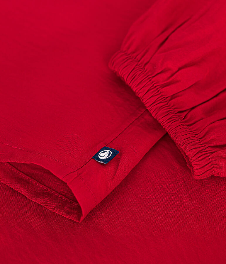 Blouse manches longues en toile enfant fille rouge AURORA