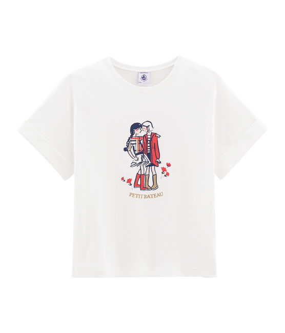 Tee shirt manches courtes enfant fille blanc MARSHMALLOW