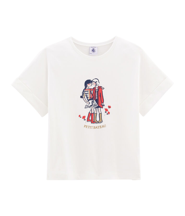 Tee shirt manches courtes enfant fille blanc