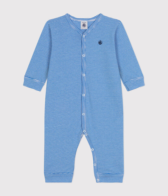 Pyjama sans pieds à rayures en coton bébé DELPHINIUM/ MARSHMALLOW