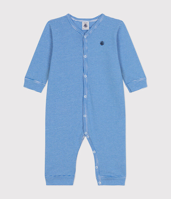 Pyjama sans pieds à rayures en coton bébé DELPHINIUM/ MARSHMALLOW