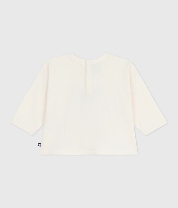 Tee-shirt b&eacute;b&eacute; en coton &agrave; manches longues &eacute;cru/multicouleur