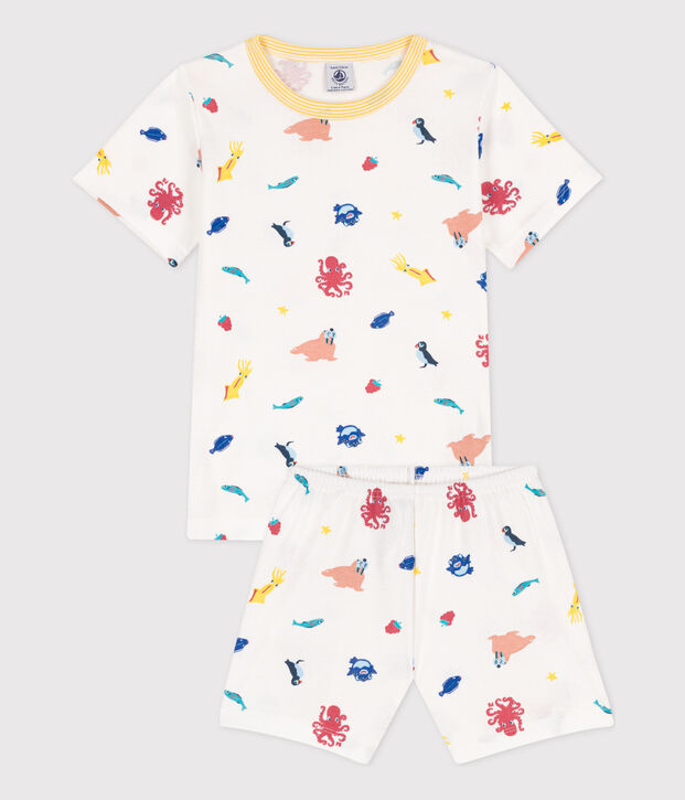 Pyjacourt phosphorescent en coton enfant blanc/multicouleur