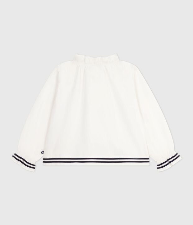 Blouse enfant en popeline de coton manches longues unie blanc