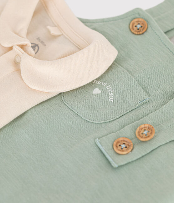 Ensemble salopette en jersey flammé bébé vert HERBIER