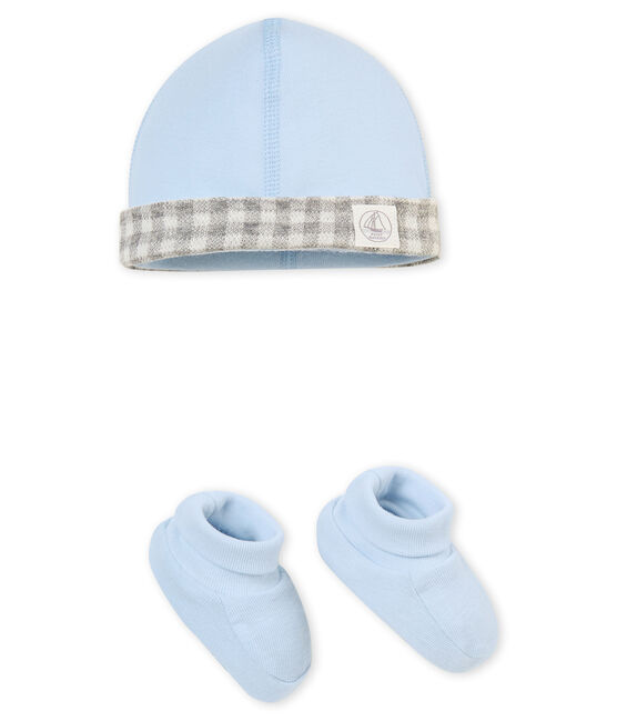 Lot bonnet et chaussons bébé garçon bleu FRAICHEUR