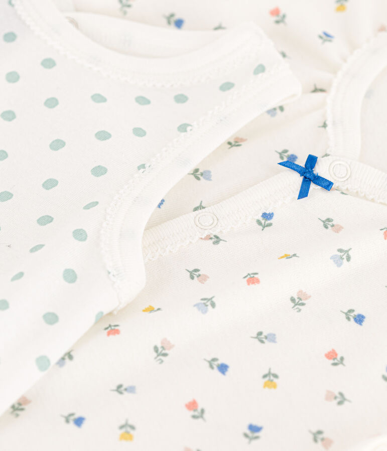 Lot de 2 combinaisons courtes fleurs en coton b&eacute;b&eacute; variante 1