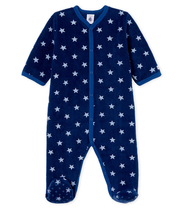 Surpyjama b&eacute;b&eacute; gar&ccedil;on en polaire bleu/blanc